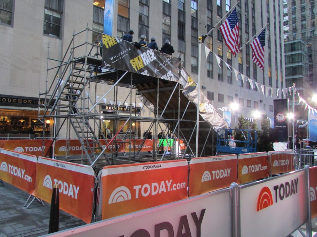 Ski ramp scaffold for event at Today Show